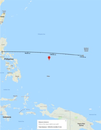 Google maps image over Guam